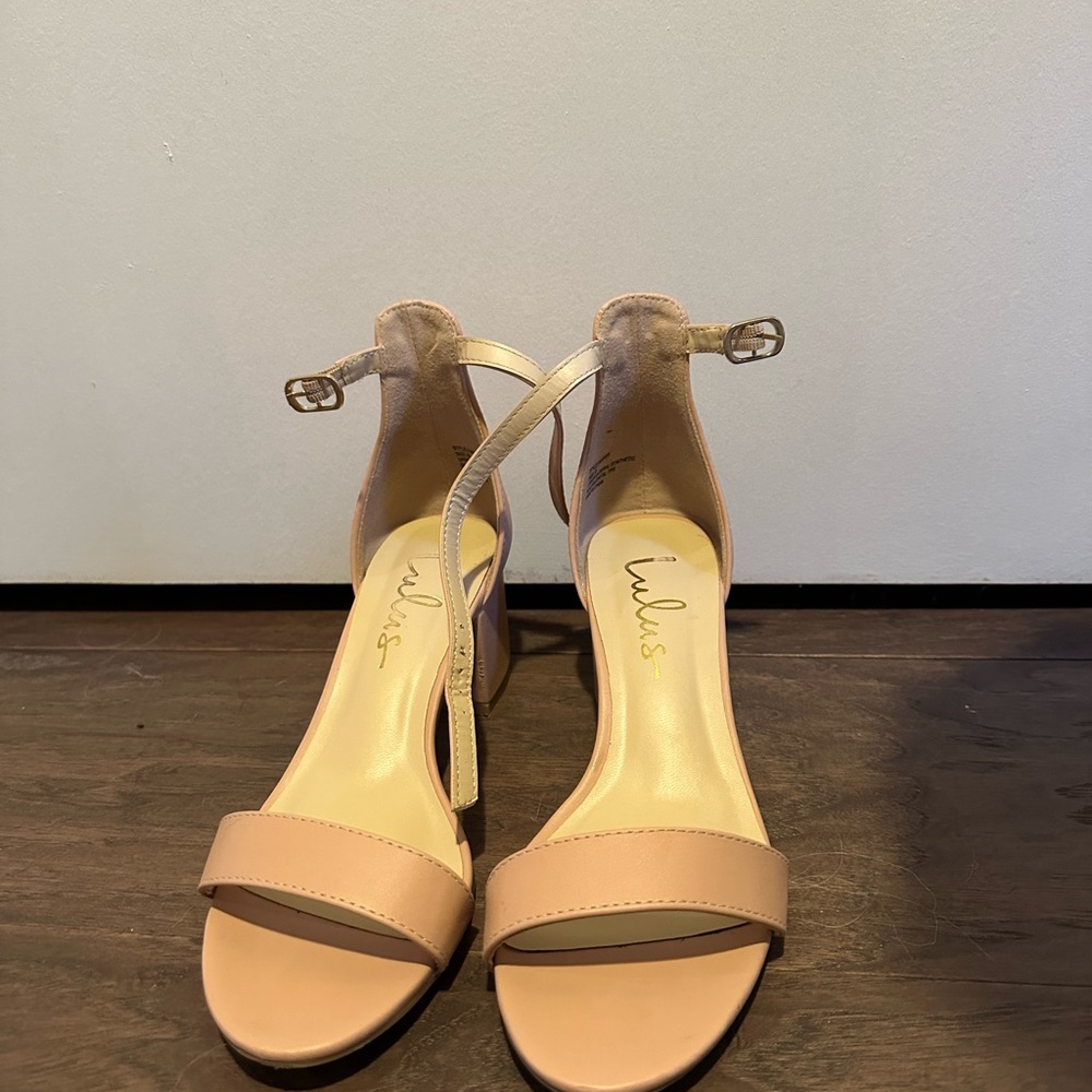 Lulu's Nude Block Heel Sandals
